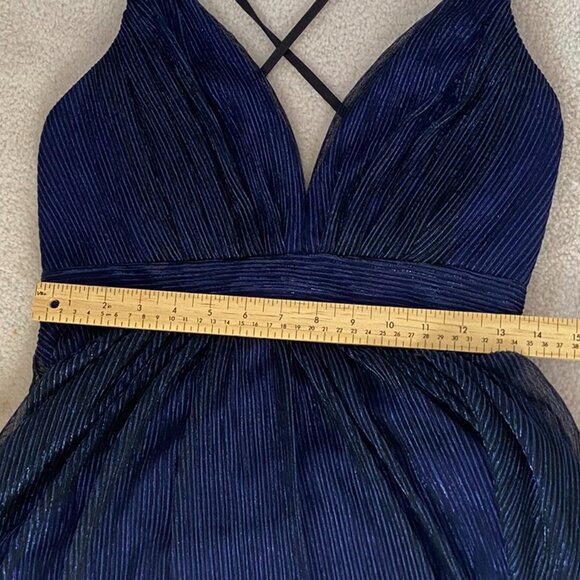 Le Chateau _ Navy Blue Mesh Sparkle Party Dress SIZE M - Picture 6 of 11